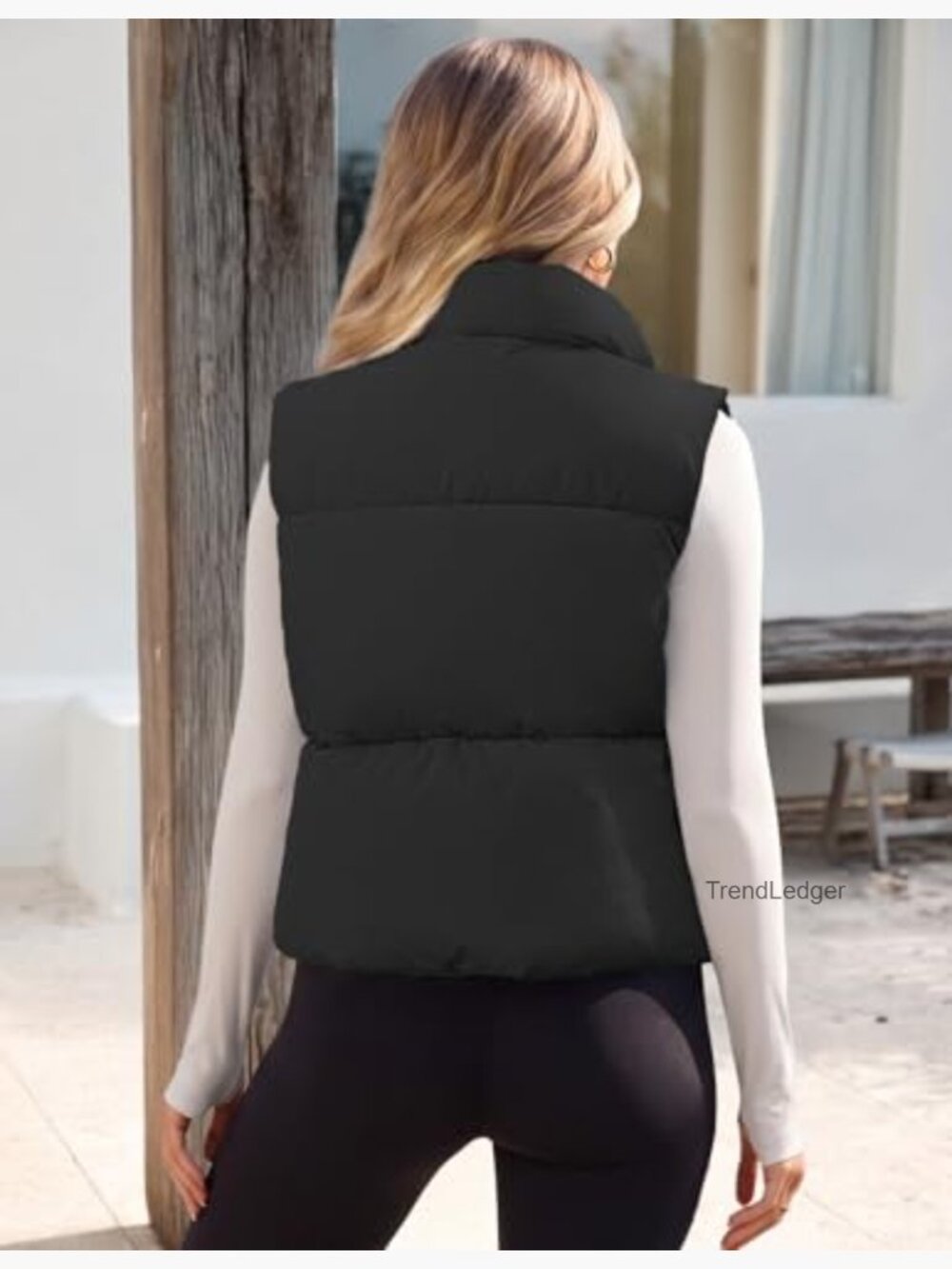 Women's Sleeveless Puffer Vest - Lightweight Stand Collar Zip Up Quilted Jacket - Picture 4 of 7